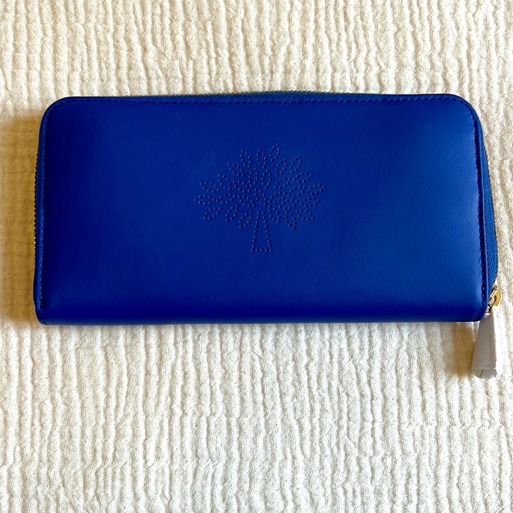 Mulberry - Blossom Zip around wallet - Neon Blue